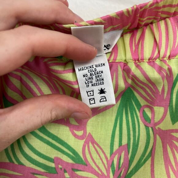 Lilly Pulitzer White Label Tiered Cotton Tropical Floral Pull-On Midi Skirt XS - Picture 6 of 11